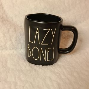 Rae Dunn Halloween Black Lazy Bones Mug